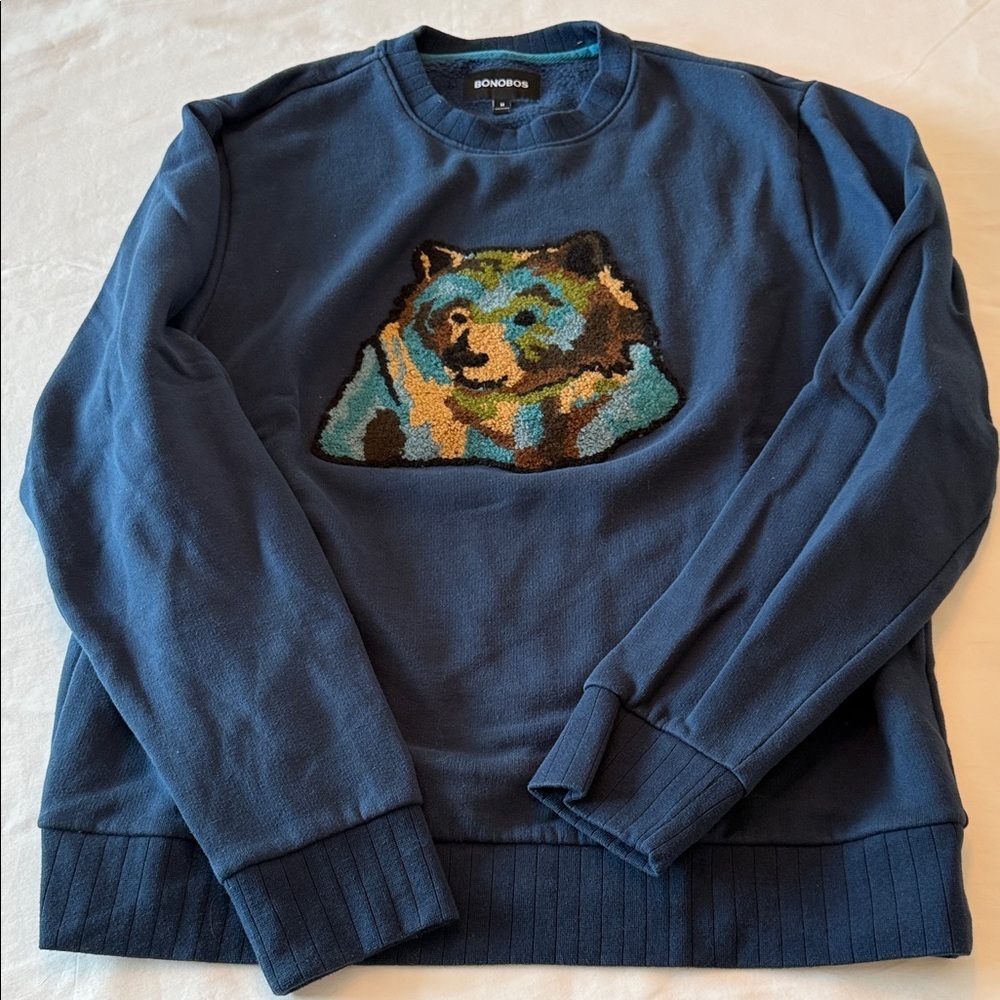 Bonobos Navy Sweatshirt with Bear Motif